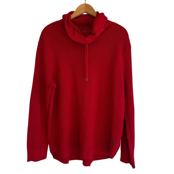 Lauren Ralph Lauren Womens Pullover Cowl Neck Sweater Size 3X Waffle Knit Red - Picture 1 of 11